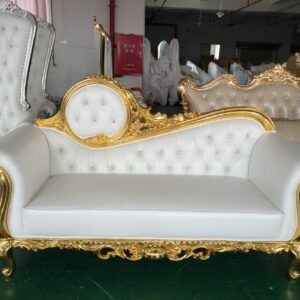 White and gold Double Sofa